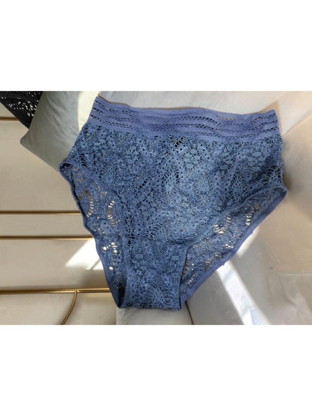 Else Lace High-Waist Blue Panty With Intricate Design Size M (6-8) - New No Tags